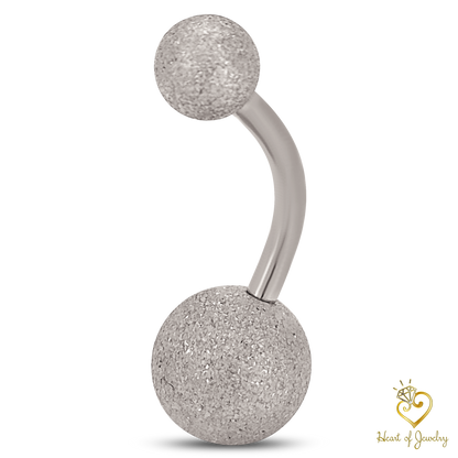 Surgical Steel Sandpaper Texture Belly Ring, Hypoallergenic Navel Jewelry for a Trendy Look, Sandpaper Texture Belly Ring, Surgical Steel Navel Piercing Jewelry, Unique Gift for Her, Heart of Jewelry | Los Angeles