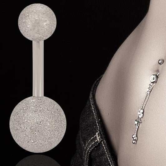 Surgical Steel Sandpaper Texture Belly Ring, Hypoallergenic Navel Jewelry for a Trendy Look, Sandpaper Texture Belly Ring, Surgical Steel Navel Piercing Jewelry, Unique Gift for Her, Heart of Jewelry | Los Angeles