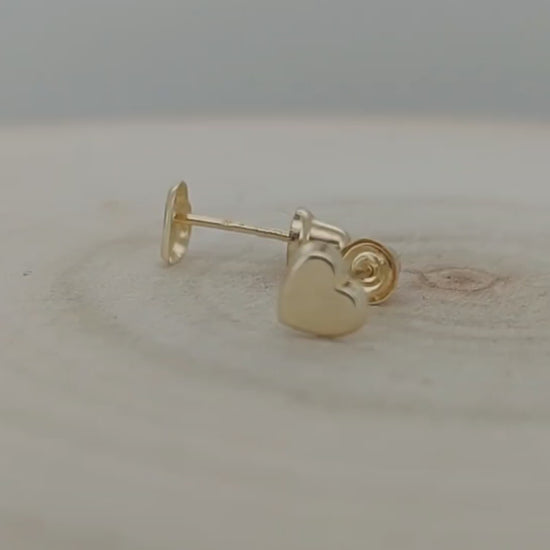 Adorable 14k Solid Gold Heart Baby Earring | Secure Screw Backing | Heart of Jewelry | Los Angeles