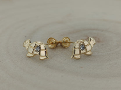 Cute 14k Gold Turtle Earrings, Secured Design, Unique Jewelry for Women, 14k Gold Baby Turtle Earrings, Adorable and Secure, Gift for Her, Stylish Jewelry, Heart of Jewelry | Los Angeles