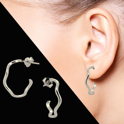  Trendy 925 Sterling Silver Hoops Earrings, Geometric Pattern, Quality Statement Jewelry, Geometric Sterling Silver Hoops Earrings, Modern Design, Quality Jewelry, Heart of Jewelry | Los Angeles