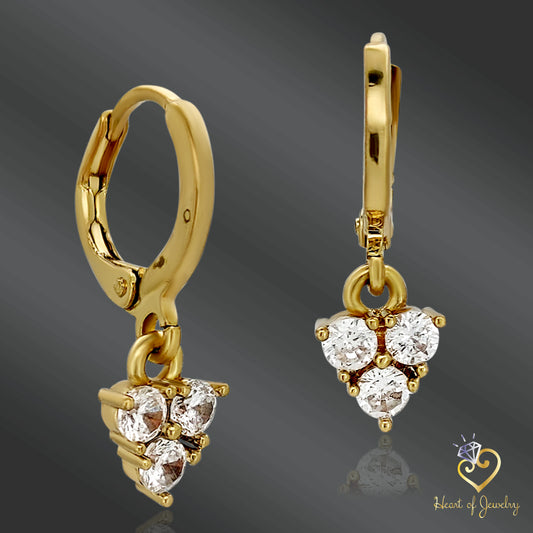 14K Gold Plated Zircona Huggies Hoops Earrings, Redefined Elegance, Gift for Her, Heart of Jewelry | Los Angeles