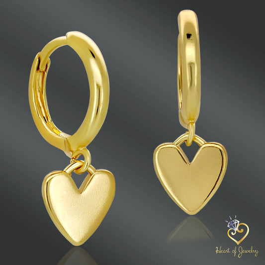  Women's Gold Heart Huggies Hoops, 14K Plated Earrings, Charm Jewelry, Brass Hoops, Heart Huggies Hoops Earrings, 14K Gold Plated, Charm Jewelry, Women's Gift, Brass Earrings, Heart of Jewelry | Los Angeles