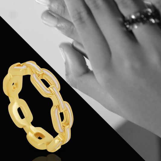 Fashionable Gold Plated Finger Rings, Chain Jewelry, Trendy Rings, Minimalist Accessories, Gift for Her, Gold Plated Chain Trendy Finger Rings, Fashion Jewelry, Statement Rings, Minimalist Rings, Gift for Her, Heart of Jewelry | Los Angeles