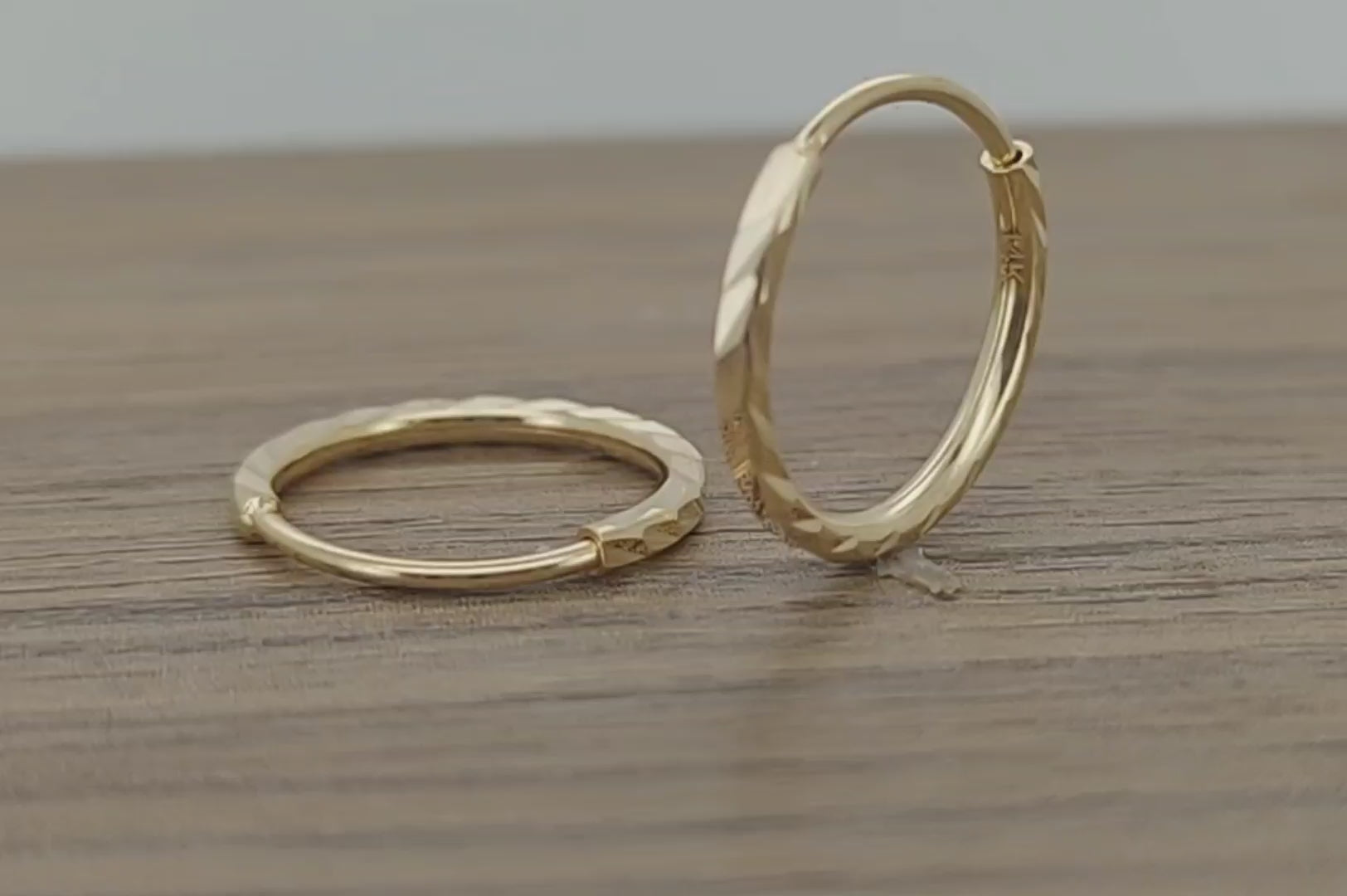 Elegant 14k Yellow Gold Diamond Cut Endless Hoop Earrings | Heart of Jewelry | Los Angeles